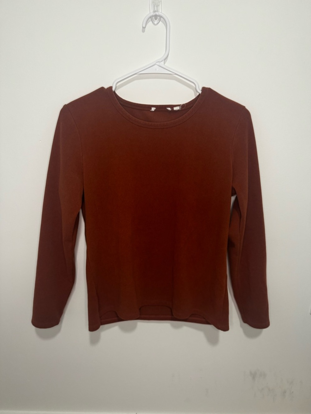 Classic Crewneck Long-Sleeve Top in Burnt Orange